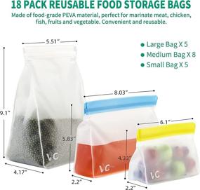 img 3 attached to 🥪 18-Pack Reusable Food Storage Bags - BPA-Free, Leak-Proof PEVA, Food-Grade Freezer Bags - Includes 5 Reusable Sandwich Bags, 8 Reusable Snack Bags, and 5 Reusable Gallon Bags