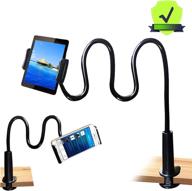 📱 black magipea tablet stand holder - flexible long arm gooseneck mount holder clip with grip for ipad, iphone, nintendo switch, samsung galaxy tabs, and amazon kindle fire hd logo
