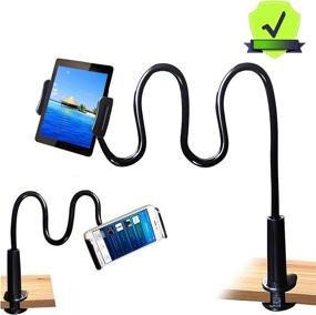 img 4 attached to 📱 Black MAGIPEA Tablet Stand Holder - Flexible Long Arm Gooseneck Mount Holder Clip with Grip for iPad, iPhone, Nintendo Switch, Samsung Galaxy Tabs, and Amazon Kindle Fire HD