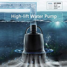 img 3 attached to 🐠 High Lift 400GPH Aquarium Water Pump Filter & Fountain Pump - Ultra Quiet 1500L/H, 25W Submersible Pump with 6.6ft Lift, 3 Nozzles - Ideal for Fish Tanks, Ponds, Pools, Turtles, Statuary & Hydroponics