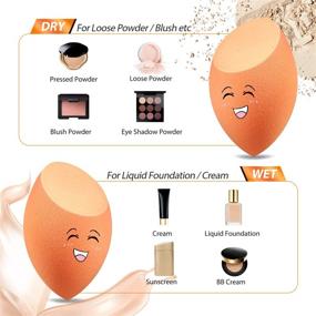 img 2 attached to 🍊 3-Pack Orange Makeup Sponges - Larbois Blender Beauty Foundation Blending Sponge Set for Dry & Wet Use, Professional Beauty Makeup Tools