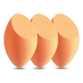 img 4 attached to 🍊 3-Pack Orange Makeup Sponges - Larbois Blender Beauty Foundation Blending Sponge Set for Dry & Wet Use, Professional Beauty Makeup Tools
