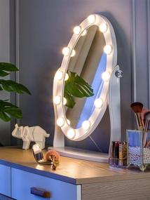 img 2 attached to 💄 LUXFURNI Hollywood Lighted Vanity Vintage Makeup Mirror with 12 LED Lights, Touch Control, Dimmable Cold/Warm Light, Adjustable Angle for Dressing Table - Improved SEO
