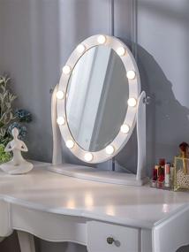 img 4 attached to 💄 LUXFURNI Hollywood Lighted Vanity Vintage Makeup Mirror with 12 LED Lights, Touch Control, Dimmable Cold/Warm Light, Adjustable Angle for Dressing Table - Improved SEO
