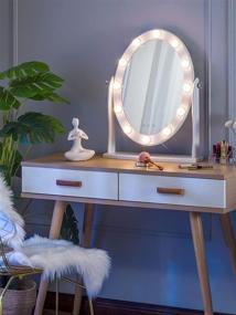 img 1 attached to 💄 LUXFURNI Hollywood Lighted Vanity Vintage Makeup Mirror with 12 LED Lights, Touch Control, Dimmable Cold/Warm Light, Adjustable Angle for Dressing Table - Improved SEO
