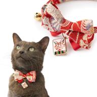 🐱 necoichi kabuki bow tie cat collar with charm – elevate your feline's style логотип