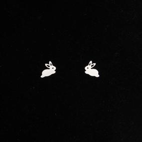 img 3 attached to 🐰 Minimalist Rabbit Stud Earrings - Small Bunny-shaped Animal Ear Studs