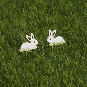 img 2 attached to 🐰 Minimalist Rabbit Stud Earrings - Small Bunny-shaped Animal Ear Studs