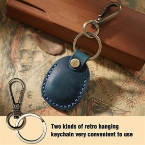 img 1 attached to 🔵 Handcrafted Genuine Leather Case for AirTag Tracker - Portable Holder with Keychain - Protect Your AirTag 2021 Blue