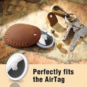 img 2 attached to 🔵 Handcrafted Genuine Leather Case for AirTag Tracker - Portable Holder with Keychain - Protect Your AirTag 2021 Blue