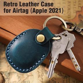 img 3 attached to 🔵 Handcrafted Genuine Leather Case for AirTag Tracker - Portable Holder with Keychain - Protect Your AirTag 2021 Blue