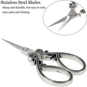 img 2 attached to 🧵 BIHRTC 4.5 Inch Small Embroidery Scissors - Sharp Stainless Steel Needlepoint Scissors for DIY, Dressmaking, Sewing, Crafting, and Needlework - Silver Scissors