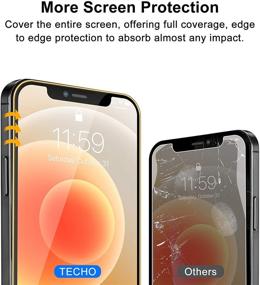 img 2 attached to 📱 TECHO Защитная пленка для экрана Privacy Screen Protector для iPhone 12 / iPhone 12 Pro (Полное покрытие/от края до края) Защитное закаленное стекло против шпионажа (Подходит для чехла) - Набор из 2 штук (6,1 дюйма)