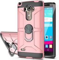 🌹 rose gold lg g stylo case, lg g4 stylus case – 360 degree rotating ring kickstand holder, dual layers shockproof phone case with hd screen protector, designed for lg ls770-zs (not fit lg g4) logo