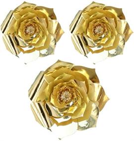 img 2 attached to 🌸 YLY's Love 3D Paper Flower Decorations - Giant Paper Flowers for Weddings, Parties, and Home Decor - Handcrafted Paper Flowers in Gold - Set of 3 (8in,12in)