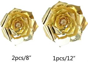 img 1 attached to 🌸 YLY's Love 3D Paper Flower Decorations - Giant Paper Flowers for Weddings, Parties, and Home Decor - Handcrafted Paper Flowers in Gold - Set of 3 (8in,12in)