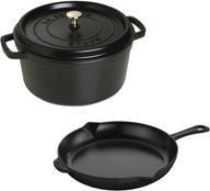 staub cast cocotte set matte black logo