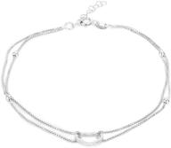💖 vanbelle rhodium plated double layered beaded chain anklet with open heart charm for women and girls - 925 sterling silver logo