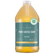 🌿 ewg verified & certified palm oil free castile liquid soap - unscented, non-gmo, vegan - 64 oz., mild & gentle - carrier organic oils formulated logo