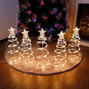 img 2 attached to Twinkle Star 5 Pack LED Lighted Spiral Christmas Tree Decor with 125 Clear Incandescent Lights on White Wire, 18 Inch Tall Xmas Trees Perfect for Indoor or Outdoor Festive Holiday Decoration