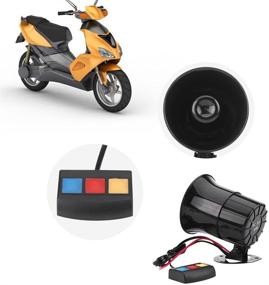 img 2 attached to 🔊 Powerful 12V Motorcycle Alarm Horn: 30W Car/Motorcycle Alarm Warning Siren Horn, 3 Sound Options, Black