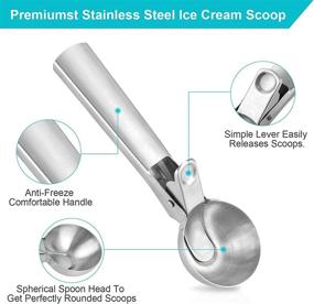 img 2 attached to POEZJA Large Ice Cream Scoop: Premium Stainless Steel Scooper with Trigger & Anti-Freeze Handle - Perfect for Gelatos, Frozen Yogurt, Fruit, Sundaes and More!