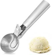 poezja large ice cream scoop: premium stainless steel scooper with trigger & anti-freeze handle - perfect for gelatos, frozen yogurt, fruit, sundaes and more! logo