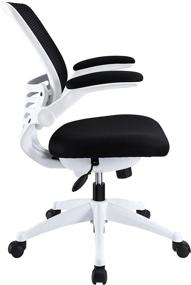 img 2 attached to Premium Modway Edge Office Chair: Mesh Back & Seat, Flip-Up Arms, Sleek White Base, Black Design