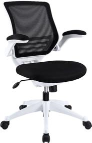 img 4 attached to Premium Modway Edge Office Chair: Mesh Back & Seat, Flip-Up Arms, Sleek White Base, Black Design