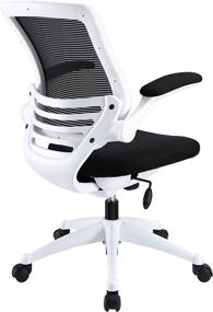 img 1 attached to Premium Modway Edge Office Chair: Mesh Back & Seat, Flip-Up Arms, Sleek White Base, Black Design