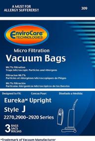 img 2 attached to 🧹 EnviroCare Replacement Micro Filtration Dust Bags for Eureka Style J Uprights - 3 Pack: High-Performance Vacuum Cleaner Bags