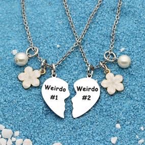 img 1 attached to 👭 Maxforever Friendship Gifts, Unique Weirdo 1 &amp; Weirdo 2 Two Split Heart Pendant Necklaces, BFF Jewelry Necklace Set for Best Friend