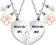 👭 maxforever friendship gifts, unique weirdo 1 &amp; weirdo 2 two split heart pendant necklaces, bff jewelry necklace set for best friend logo