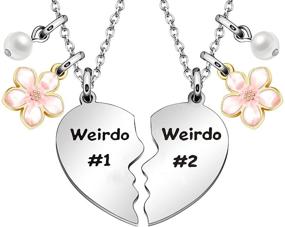 img 4 attached to 👭 Maxforever Friendship Gifts, Unique Weirdo 1 &amp; Weirdo 2 Two Split Heart Pendant Necklaces, BFF Jewelry Necklace Set for Best Friend