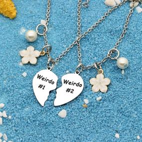 img 2 attached to 👭 Maxforever Friendship Gifts, Unique Weirdo 1 &amp; Weirdo 2 Two Split Heart Pendant Necklaces, BFF Jewelry Necklace Set for Best Friend