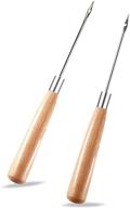 🧵 zxiixz 2 pcs awl: leather sewing awl with wood handle for speedy stitcher sewing & stitching - diy leather craft tool logo