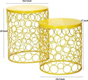 img 2 attached to 🔘 Joveco Yellow Bubble Circle Metal Nesting Table: Stylish Stool, Side, End, Coffee & Sofa Table with Wired Round Iron Structure