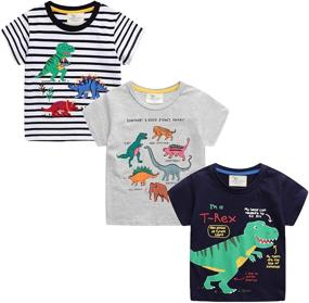 img 4 attached to 🦖 Dino-mite Style: LOKTARC T Shirts with Eye-Catching Dinosaur Graphics for Boys' Clothing