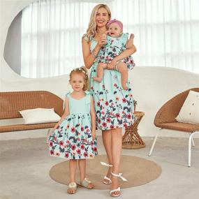 img 3 attached to 🌸 Mumetaz Mommy and Me Dresses - Floral Print Bowknot Chiffon Dress with Sweet Shoulder-Straps