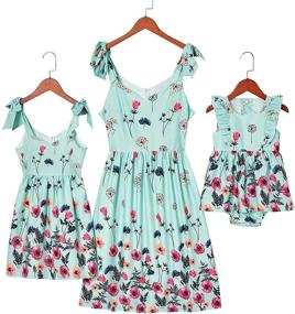 img 4 attached to 🌸 Mumetaz Mommy and Me Dresses - Floral Print Bowknot Chiffon Dress with Sweet Shoulder-Straps