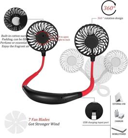 img 1 attached to Upgraded Personal Neck Fan: USB Rechargeable, Aromatherapy with 360° Rotation, Strong Airflow, Lower Noise - Perfect for Sport, Office, Outdoor Activities and More! (Black)