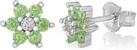 unicornj sterling silver 925 simulated birthstone flower post stud earrings for girls - 6 petal design logo