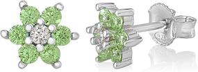 img 4 attached to UNICORNJ Sterling Silver 925 Simulated Birthstone Flower Post Stud Earrings for Girls - 6 Petal Design