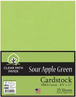 🍏 sour apple green cardstock - 8.5 x 11 inch - 100lb cover weight - pack of 25 sheets - clear path paper" logo