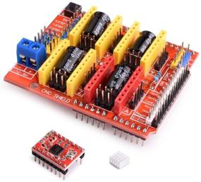 img 2 attached to 🔴 Kuman CNC Shield Expansion Board V3.0 + Uno R3 Board + A4988 Stepper Motor Driver with Heatsink for Arduino Kits K75 (CNC Shield + Uno R3 + Stepper Motor) (K75-CNC-UK), Red Blue