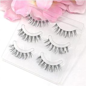 img 2 attached to 👁️ Natural Look Soft Lashes - Lightweight and Reusable False Eyelashes with Cartoon Anime Eyes, 3 Pairs (House Lashes)