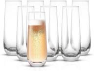 🥂 joyjolt milo stemless champagne flutes set of 8 - crystal glasses for prosecco, cocktails, and more - 9.4oz champagne glasses - mimosa glassware, water glasses, highball glass, and barware set logo