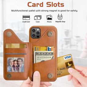 img 3 attached to 📱 LOHASIC iPhone 12 Pro Max Wallet Case for Men/Women - 5 Card Holder Credit Slot PU Leather Kickstand Magnetic Folio Portfolio - Classic Fancy Travel Photo Pocket - Brown (6.7 Inch)