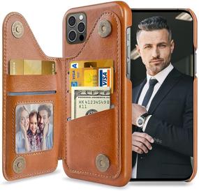 img 4 attached to 📱 LOHASIC iPhone 12 Pro Max Wallet Case for Men/Women - 5 Card Holder Credit Slot PU Leather Kickstand Magnetic Folio Portfolio - Classic Fancy Travel Photo Pocket - Brown (6.7 Inch)