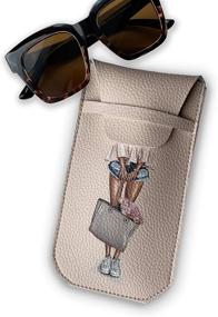 img 4 attached to 💼 Stylish Beige Sunglasses Case: Eyeglass Pouch with Vegan Eco Leather, Fashion Illustration Design